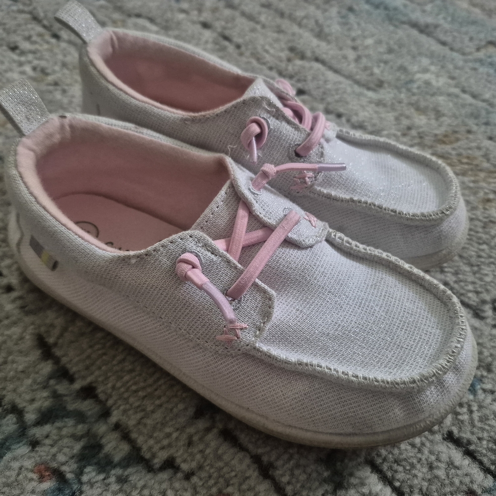 Cat & Jack Pink and White Moccasins Slip-On Comfort